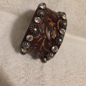 Brown Tooled Cuff